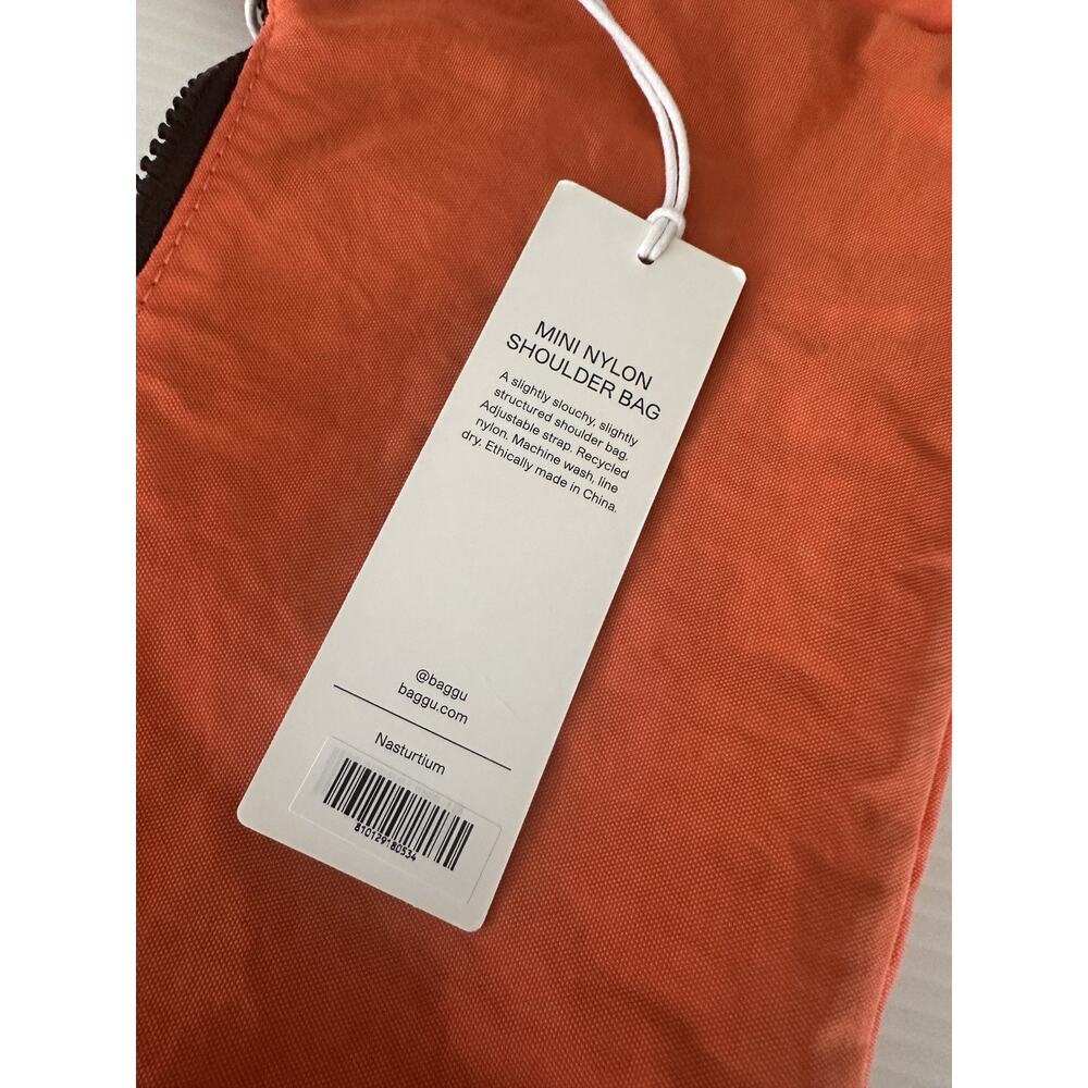 NWT Baggu Mini Nylon Shoulder Bag Nasturtium Adjustable Zip Top Small - Picture 5 of 9